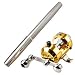 Silber Gold Angelruten Angelrolle Rolle Mini Pen Angel Set