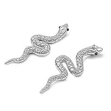 Sterling Silver Snake Earrings with Onyx Cubic Zirconia Stone