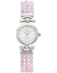 Avalon Womens Silver-Tone Transparent Pink Stretch Bead Fashion Watch # AV8407