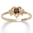 Simulated Birthstone 14k Gold-Plated Heart-Shaped Ring- October- Simulated Rose Zircon