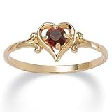 Simulated Birthstone 14k Gold-Plated Heart-Shaped Ring- October- Simulated Rose Zircon