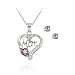 Sterling Silver Amethyst & Diamond Accent MOM Heart Pendant and Earrings Set