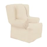 Sure Fit Cotton Duck Wing Chair Slipcover - Natural