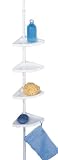 Wenko 3208010100 Teleskop-Duschecke Easy - 4 Ablagen, 8 Haken, Aluminium, Kunststoff, 26 x bis 265 x 19.5 cm, Rohr-&Oslash; 1,9 cm, wei&szlig;