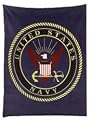 Navy Blue US Navy Military Insignia Fleece Blanket