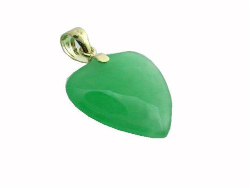 Green Jade Savage Heart Pendant  14k Gold