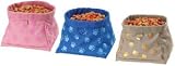  : Collapsible Dog Travel Bowl - Blue with Paw Prints