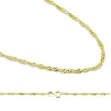 Solid 14k Yellow Gold Singapore Twist Chain Necklace 1.4mm 22