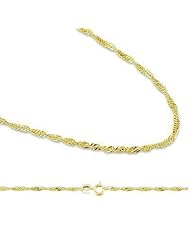 Solid 14k Yellow Gold Singapore Twist Chain Necklace 1.4mm 16