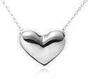 Sterling Silver Puffed Heart Pendant, 16"