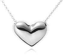 Sterling Silver Puffed Heart Pendant, 16"