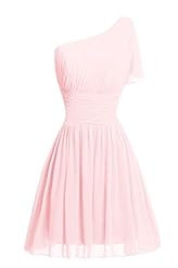 Ruched  Pleated Fitted Chiffon/Satin One Shoulder Short Bridesmaid Dress/Prom Dress  With Ruffles