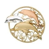 14kt. Tri Color, Dolphin Pin