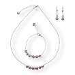 Lavender Six Degrees Silver Cultured Pearl Necklace Bracelet Earrings Set