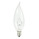 Bulbrite KR25CFC/32-10PK 25W Krystal Touch Flame Tip Chandelier Bulb, CA10, Candelabra Base, 10-Pack