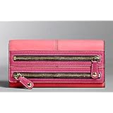 Coach Bonnie Leather Zip Slim Envelope Wallet 42541 Coral Pink