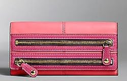Coach Bonnie Leather Zip Slim Envelope Wallet 42541 Coral Pink