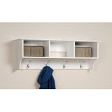 Monterey Entryway Cubbie Shelf with Coat Hooks - White