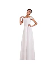 Sexy Chiffon Square Neck Sheath Short Sleeves Lace-Up Wedding Dress 