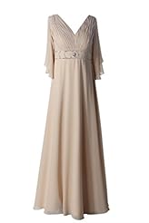 Plus Size V-neck Chiffon/Satin Evening Dress/Mother-of-the-Bride Dress 