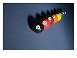 Line of Pool Balls on Blue Felt Hobbies Photographic Poster Print, 32x24