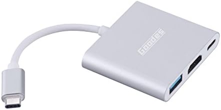 Goodes Type C USB 3.1 To HDMI Adapter 4K USB-C to USB 3.0 Hub With USB-C Charging Port for New MacBook 12'', ChromeBook Pixel 2015 Laptop and other USB-C Laptop (Type C to 4K HDMI+USB A w/ C)