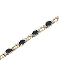 14kt Yellow Gold Oval Blue Sapphire and Diamond Bracelet