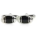 Oval Black and Silver Cufflinks with Presentation Box