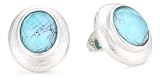 Brass with Blue Chinese Turquoise and White Crystal Doublets Domed Shape Earrings