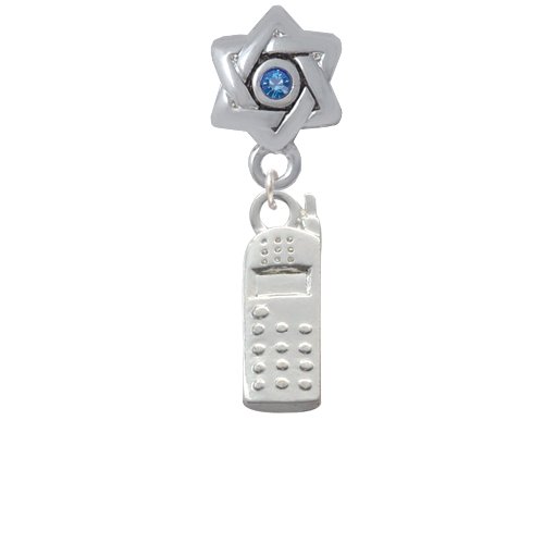 Silver Cellphone Blue Crystal Star of David [Jewelry] Delight Jewelry