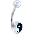 Clear Acrylic Yin Yang Logo Belly Button Ring