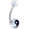 Clear Acrylic YIN YANG Logo Belly Button Ring