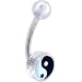Clear Acrylic Yin Yang Logo Belly Button Ring