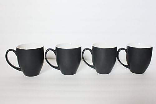 16 Ounce Bistro Cup Matte Black with White Interior Set of 4
