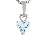 0.75 cts Genuine Heart Shape Aquamarine Pendant - 14kt White or Yellow Gold