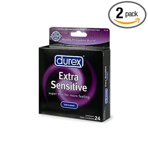 Durex Extra Sensitive Lubricated Condoms, 24-Count Boxes (Pack of 2) by 