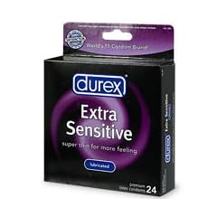 Durex Extra Sensitive Lubricated Condoms, 24-Count 
