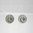 Round Moon and Star Dangle Earrings in Sterling Silver, #9231