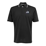 Antigua Men's NHL Colorado Avalanche Exceed Desert Dry Short Sleeve Polo, Black/White, XX-Large