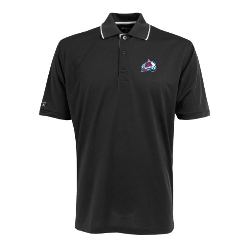 Antigua Men's NHL Colorado Avalanche Exceed Desert Dry Short Sleeve Polo, Black/White, XX-Large