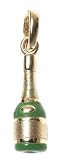 14k Yellow Gold Enamel Champagne Bottle Charm