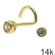 14k Gold Nose Screw Bezel Settings with Clear CZ, 2.5mm - Sold Individually