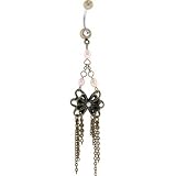 Vintage FRESH WATER PEARL BUTTERFLY Dangle Belly Ring