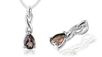 Pear Cut Smoky Quartz Pendant Sterling Silver