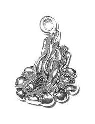 Sterling Silver 3D Campers Camp Fire Vacation Travel Tour Charm