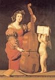 IMAGE OF Framed Black poster printed on 20 x 30 stock. Cherub Holds Music Book for Woman Playing the Cello