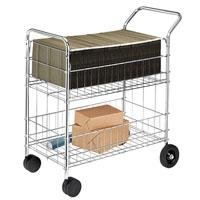 Fellowes 40912 Wire mail cart, 150 folder capacity, 18wx39-1/4hx38-1/2d, chrome plated