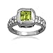 Green Peridot Square Overlapped Edge Ring Sterling title=