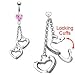 Body Accentz® Belly Button Ring Navel Heart Handcuffs Body Jewelry 14g Gauge HO253
