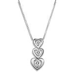 Search : 14K White Gold Diamond Three Stone Heart Pendant